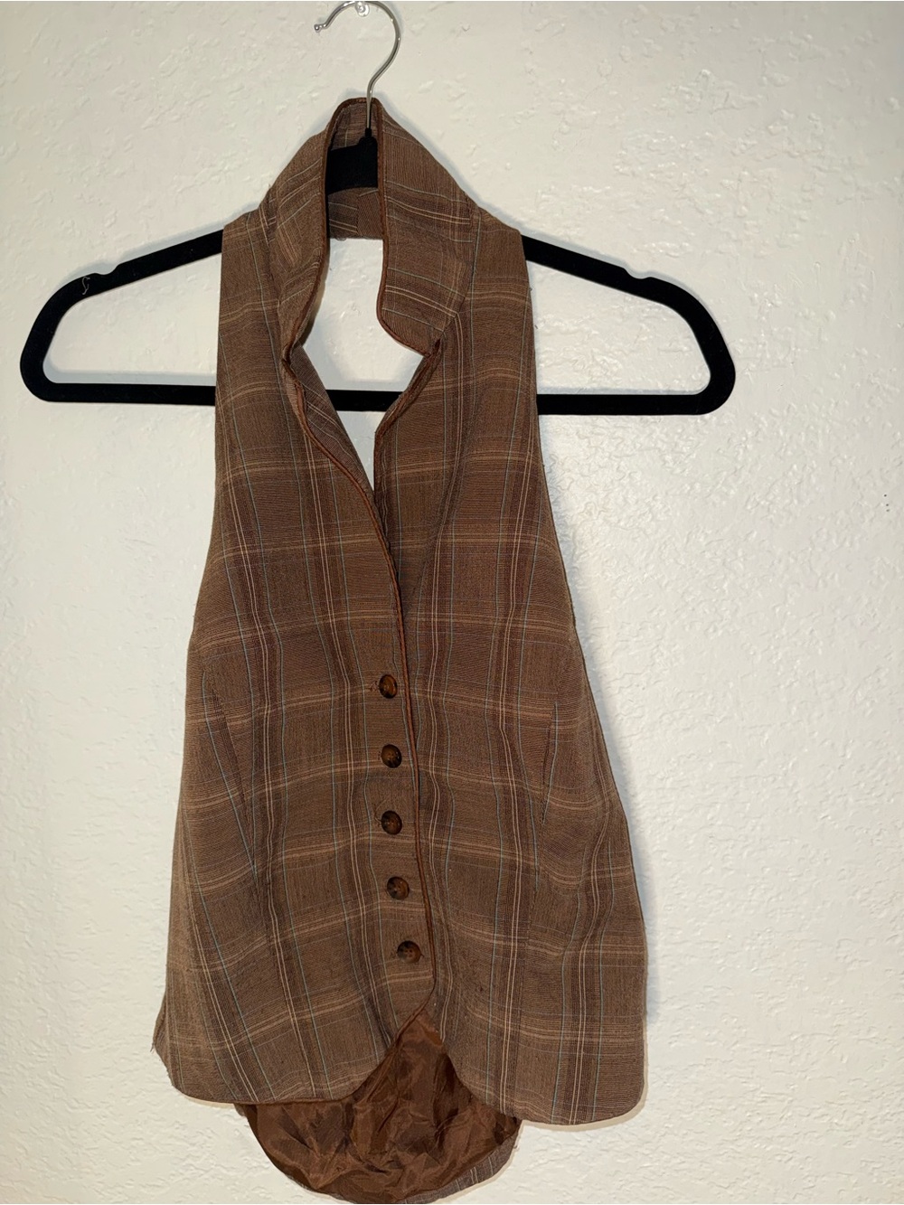 Matty M Brown Plaid Halter Button-Front Camisole